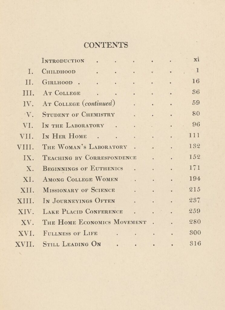 table of contents of old book