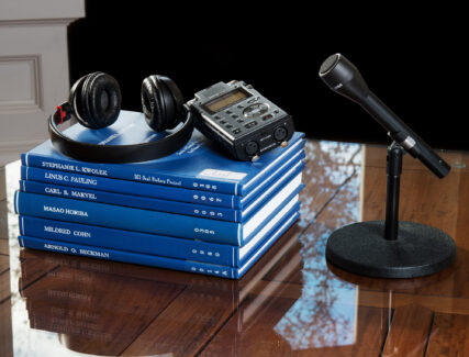 Oral history bound copies, recorder, microphone
