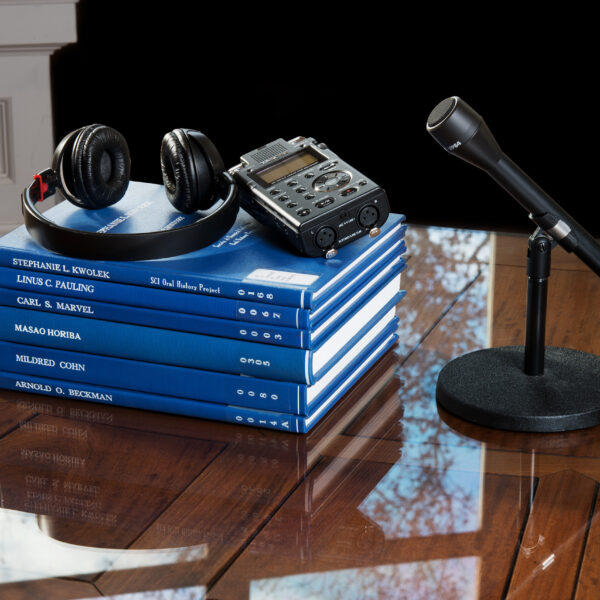 Oral history bound copies, recorder, microphone