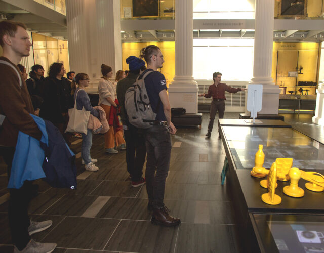 Students gathered for a guided tour of our museum