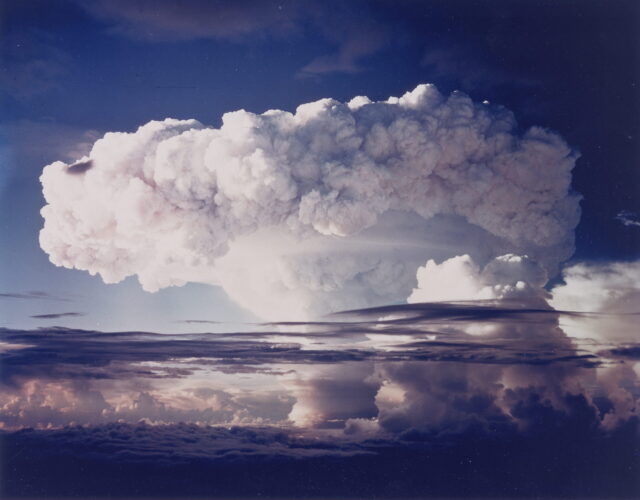 Color photograph of a mushroom cloud