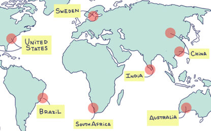 Illustration of map showing where rare earth elements are found
