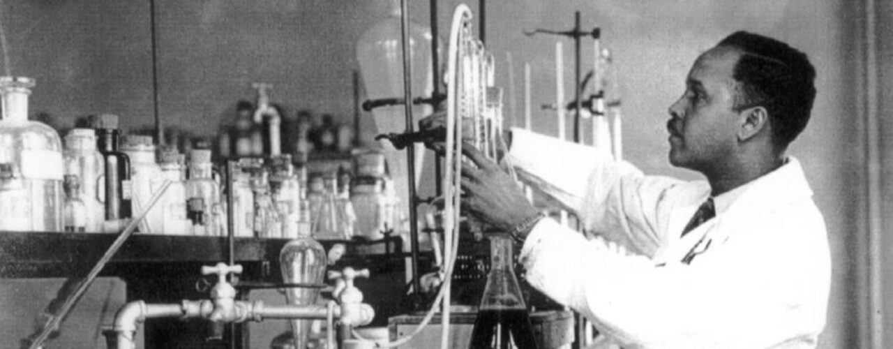 Scientist Percy Julian in a lab 1930s