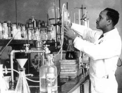 Scientist Percy Julian in a lab 1930s