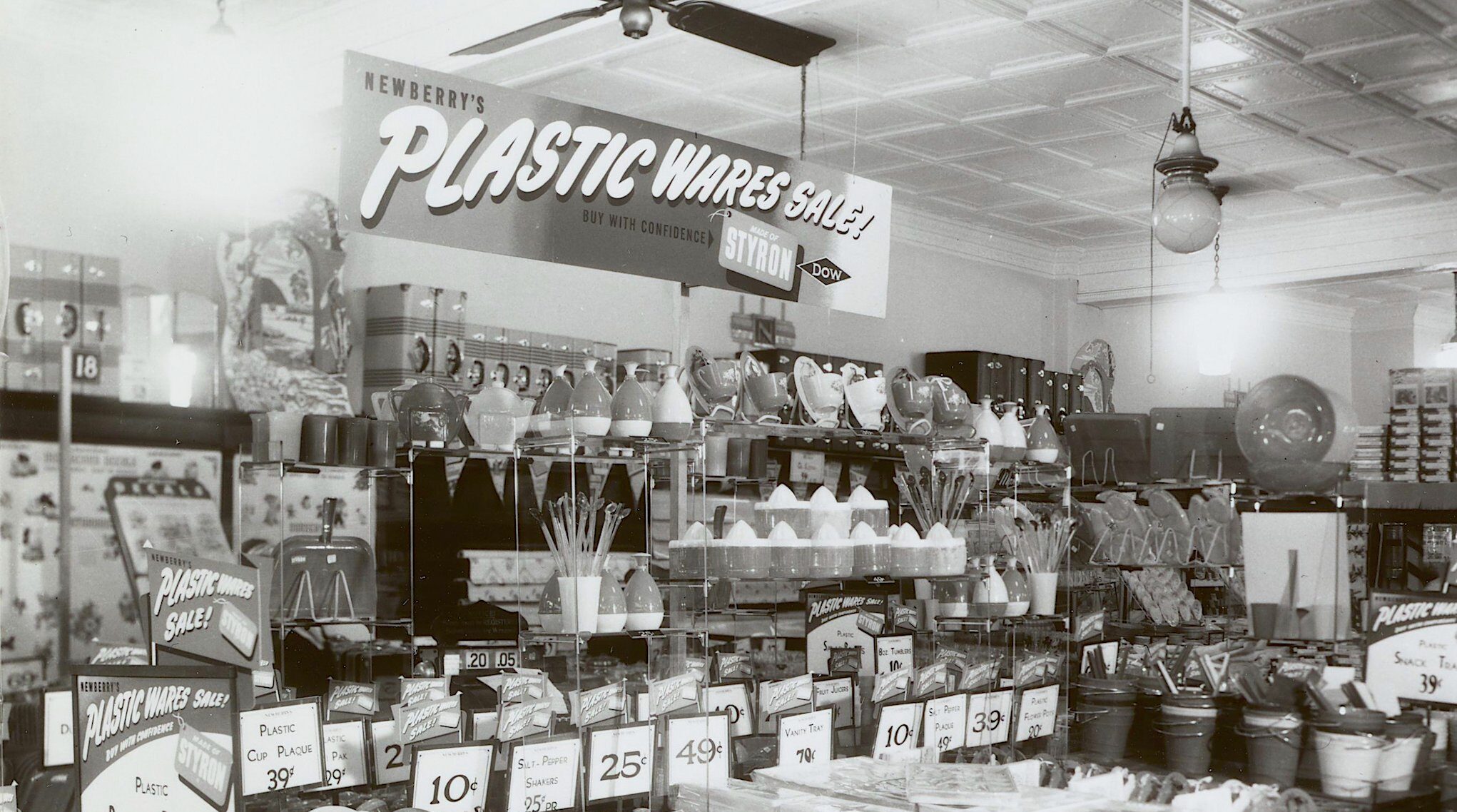 sales display of plastic wares
