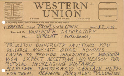 handwritten telegram form