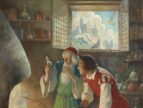 painting depicting two alchemists in a lab