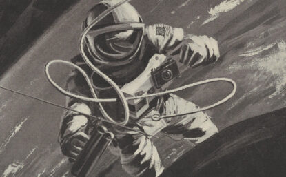 Illustration of an astronaut in outer space.