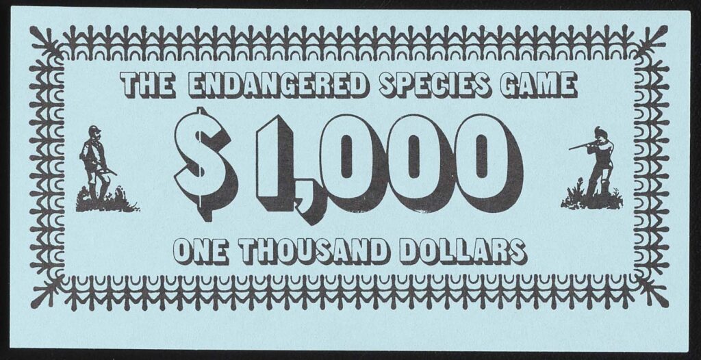 $1,000 bill from Endangered Species board game.