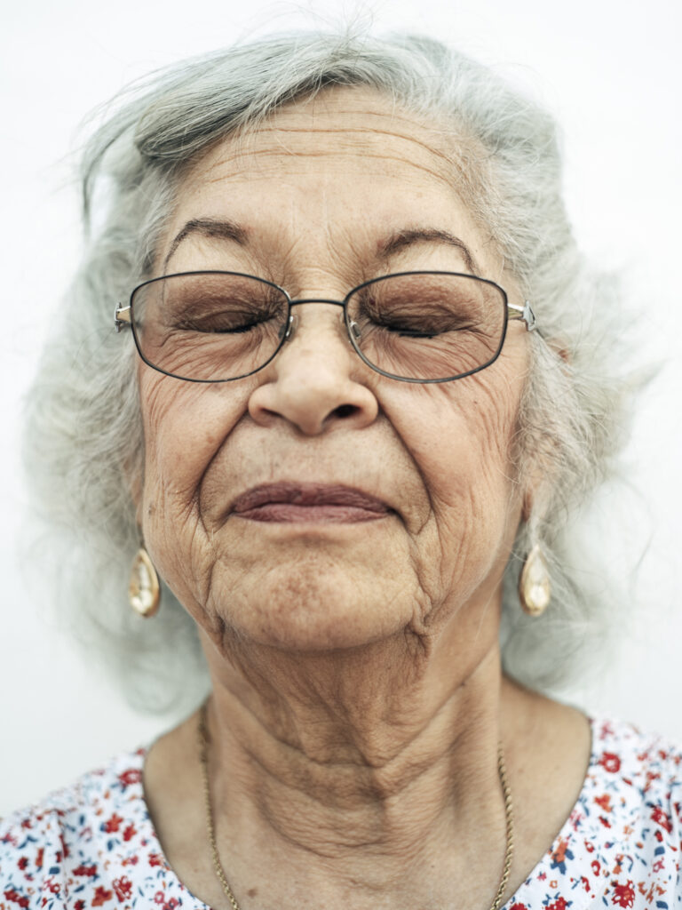 Close-up portrait of an old woman
