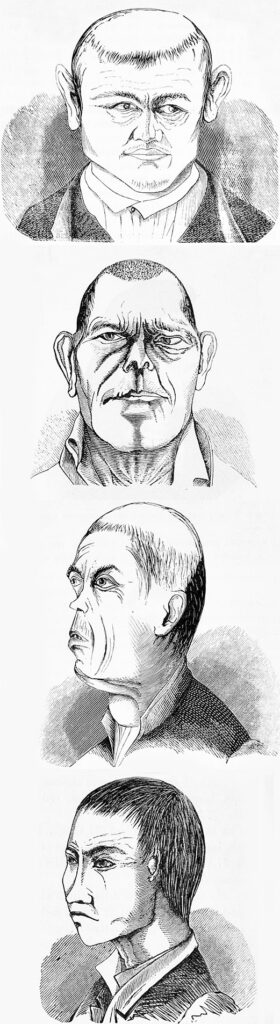 Line caricatures of four faces