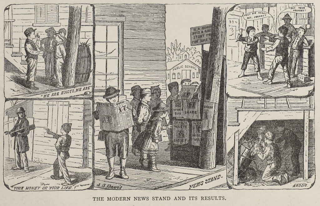 Engraving of different vignettes of children doing bad things