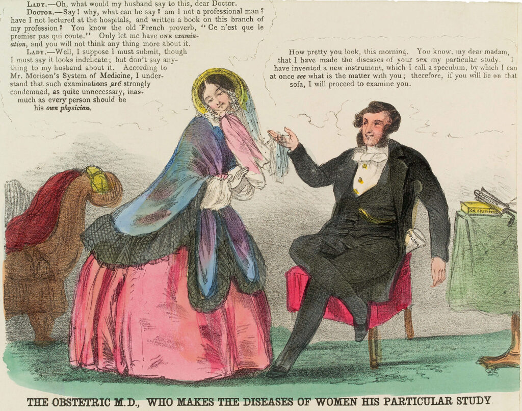 Color lithograph of a man and woman in courting scene