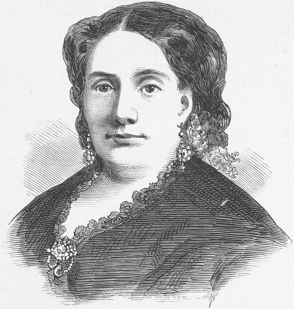 Engraved portrait of a middle age woman