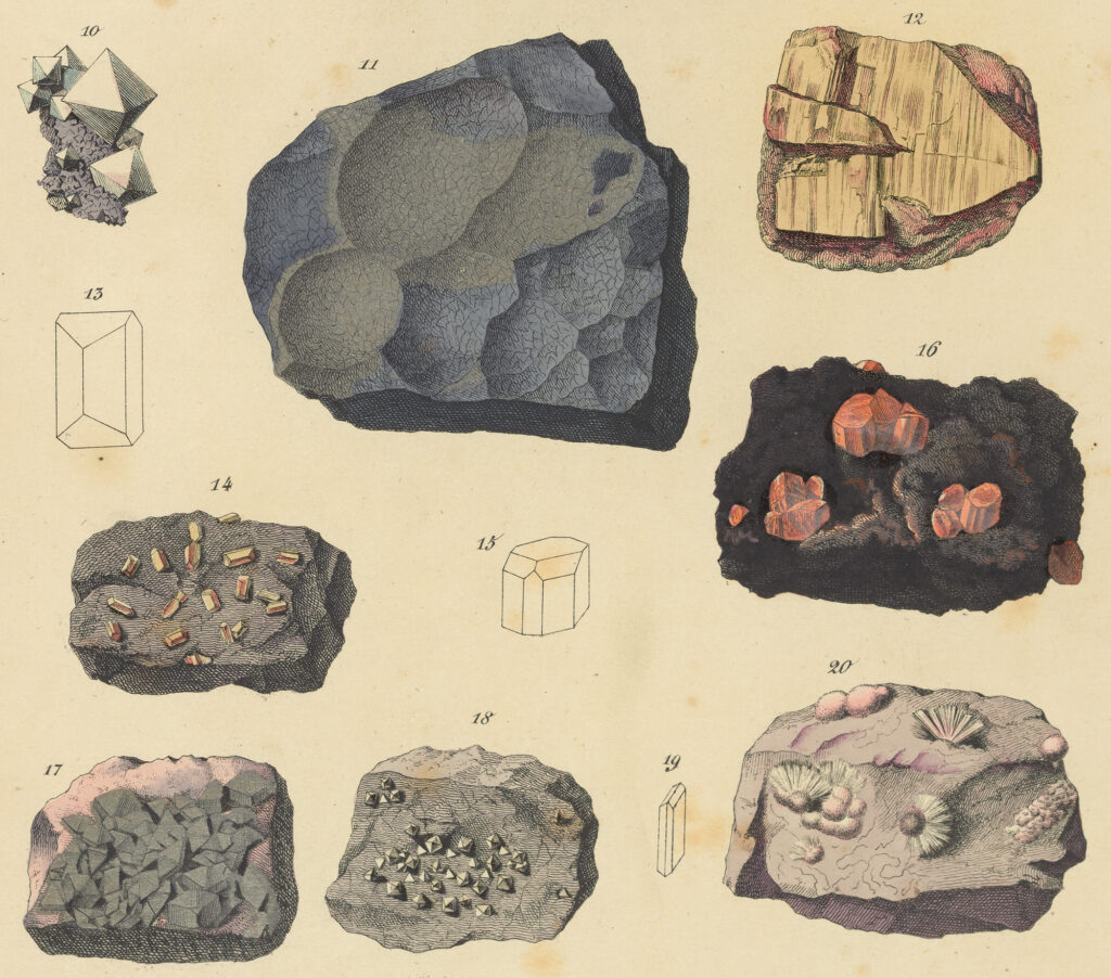 Color illustrations of rocks and crystals