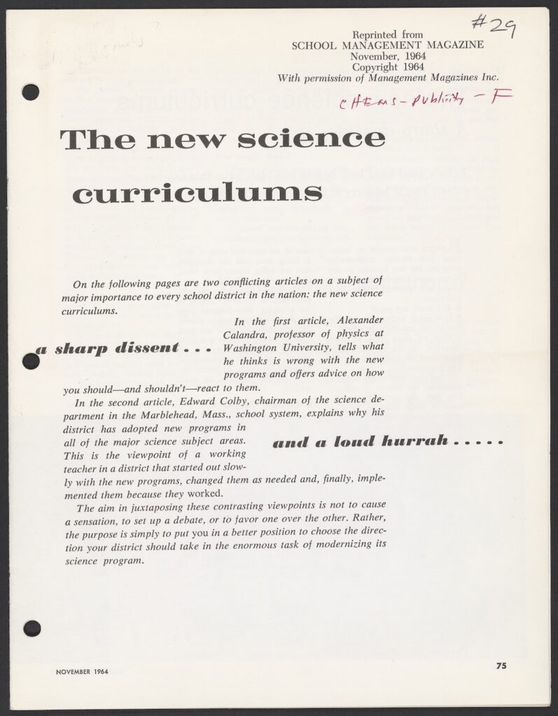 Reprint in the CHEM Study Records