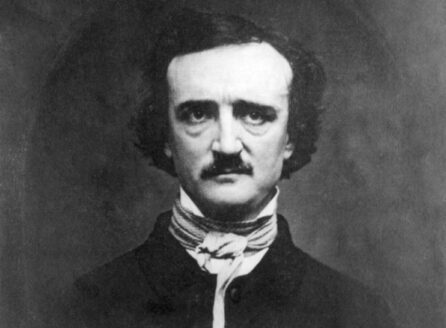 Photograph of Edgar Allan Poe from an 1848 daguerrotype, with inscription "Copyright 1904, C.T. Tatman"