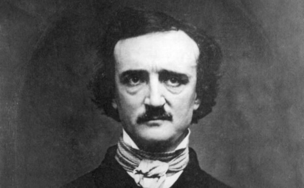 Photograph of Edgar Allan Poe from an 1848 daguerrotype, with inscription "Copyright 1904, C.T. Tatman"