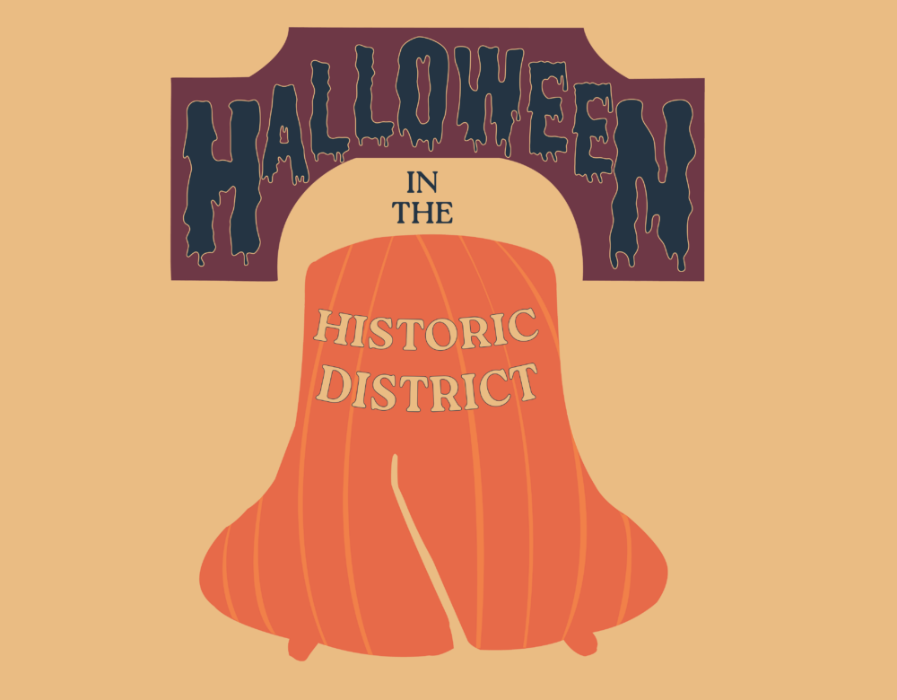 Orange Liberty Bell logo for Halloween in the Historic District