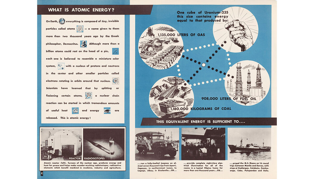 Page from a midcentury propaganda pamphlet promoting Atoms for Peace