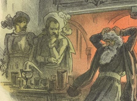 illustration of an alchemist in his lab