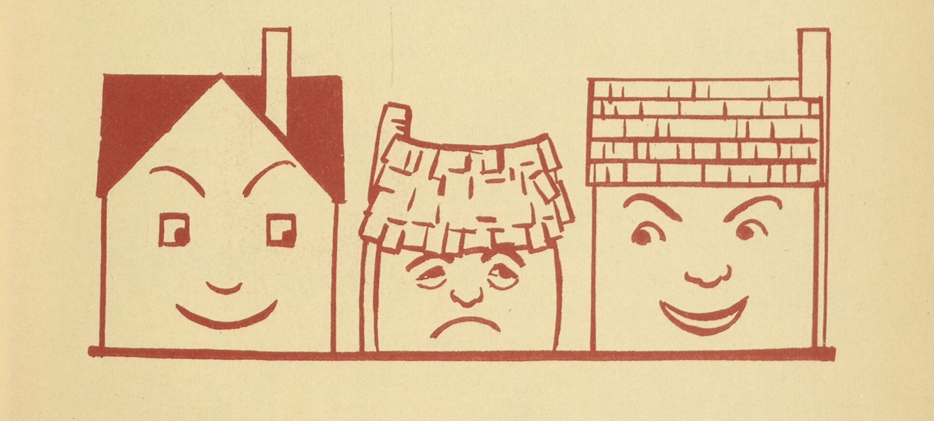 illustrations of houses with faces