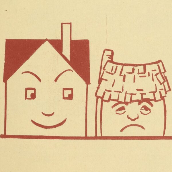 illustrations of houses with faces