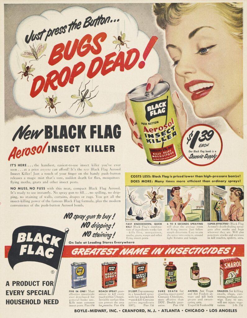 colorful ad for Black Flag insect spray