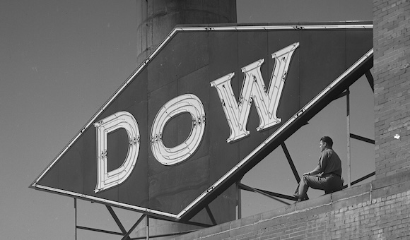 Dow logo on top of a building