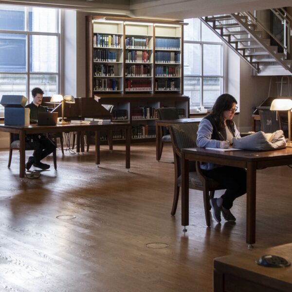 people studying in a library