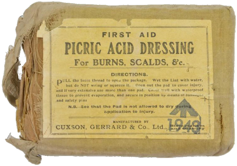 Old box containing first-aid gauze