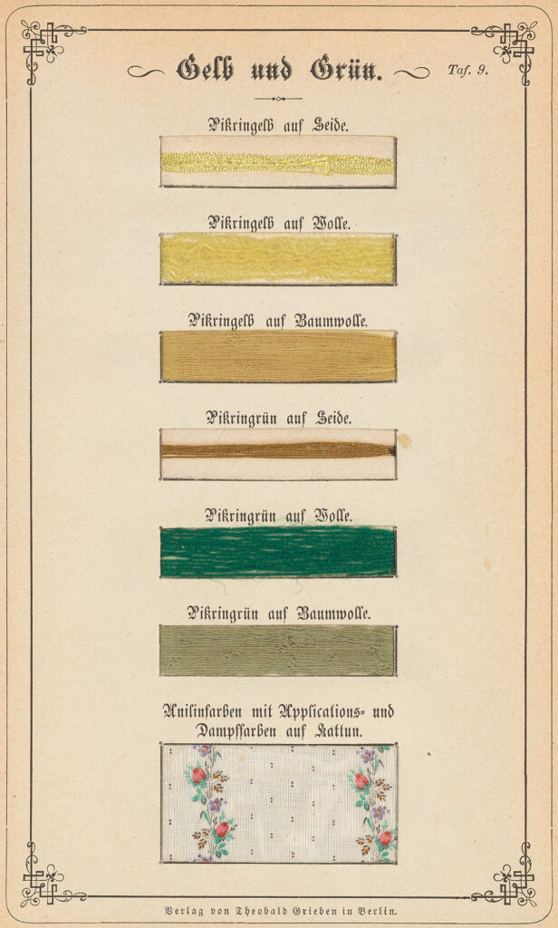 Dye samples in an old book