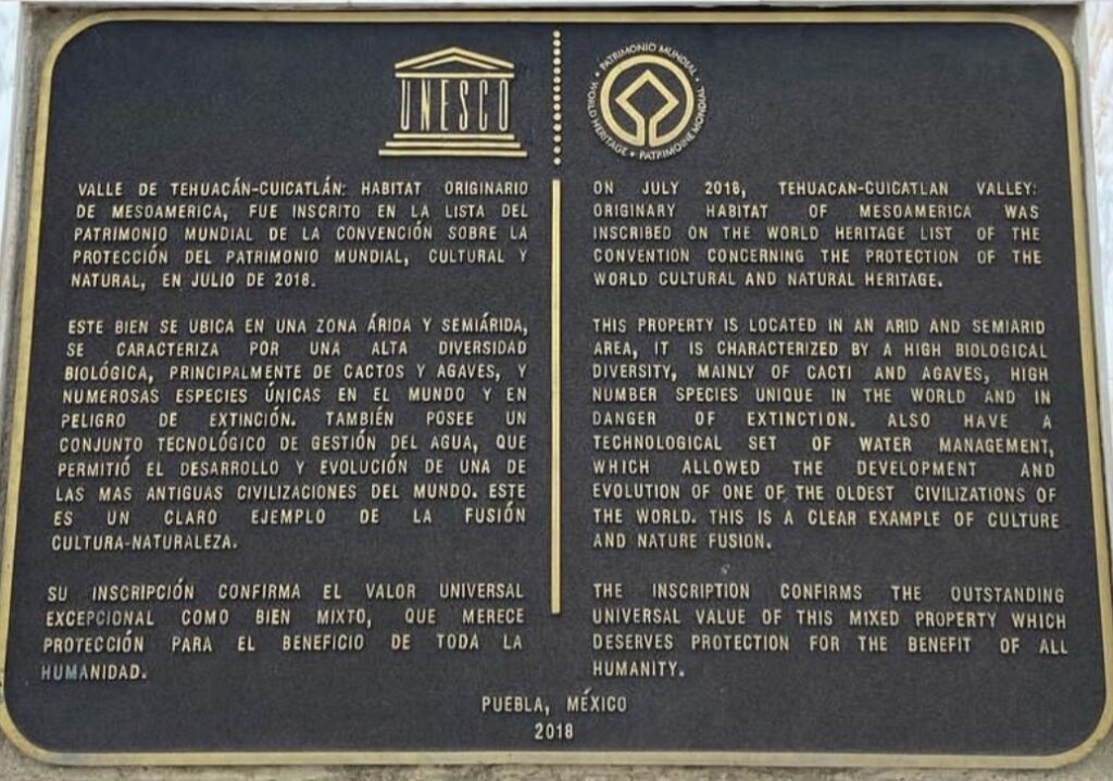 UNESCO Plaque at the Helia Bravo-Hollis Botanical Garden