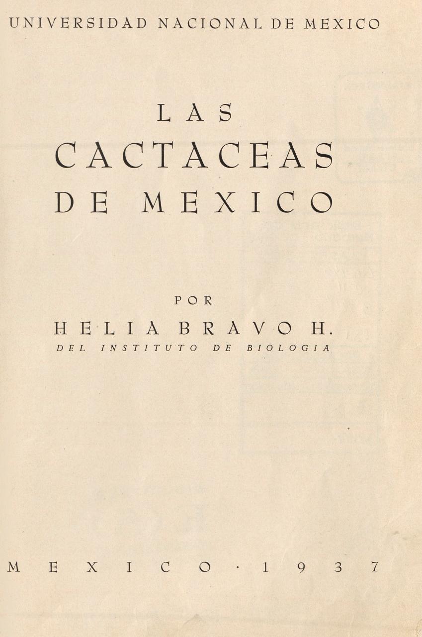 Title page from Las Cactaceas de México, 1937