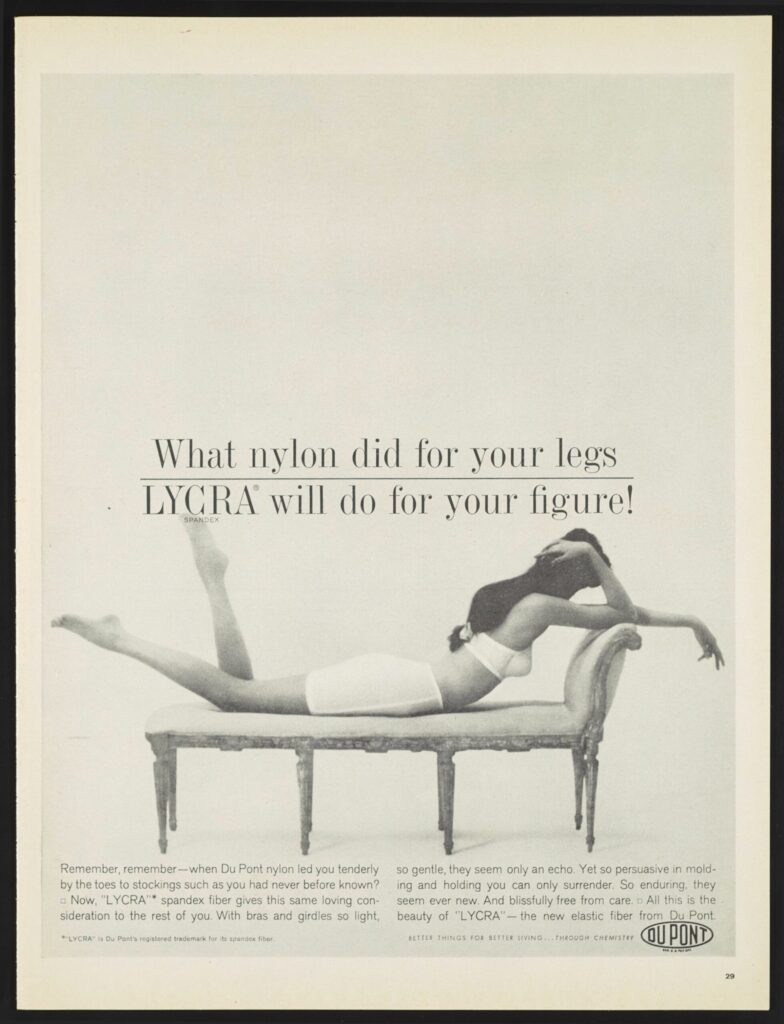 black and white ad for Lycra