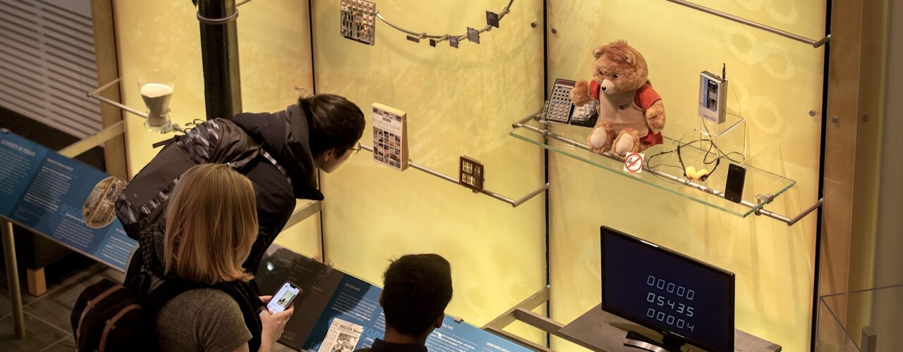 museum exhibit showing Teddy Ruxpin toy