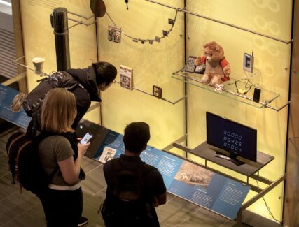 museum exhibit showing Teddy Ruxpin toy