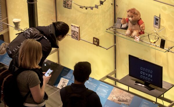 museum exhibit showing Teddy Ruxpin toy