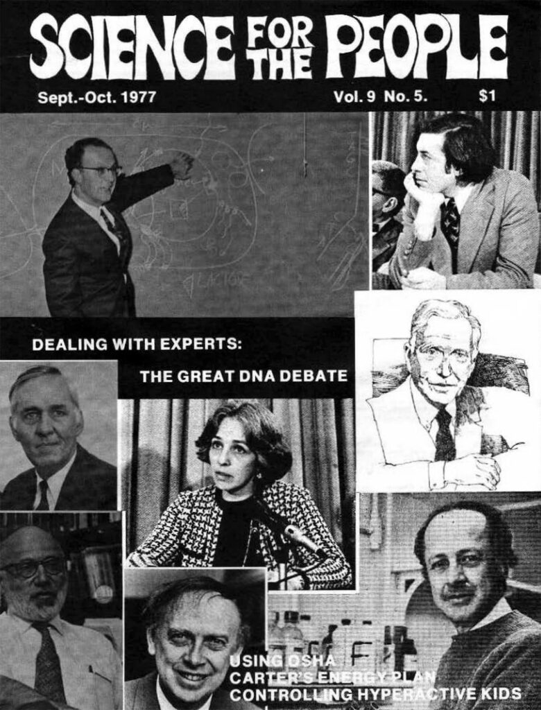 Magazine cover showing a collage of scientists reading “Dealing with experts: the great DNA debate”