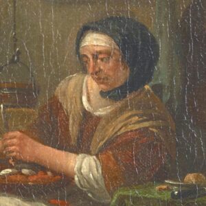 painting of a women in a lab